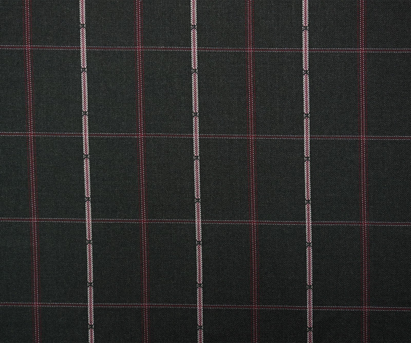 Black-Red-Multi Poly Wool Plaid-Check Twill Woven Suiting Fabric - Image 4