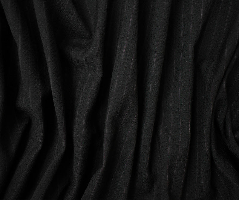 Black-Red Wool Cotton Stripe Dobby Woven Fabric - Image 3