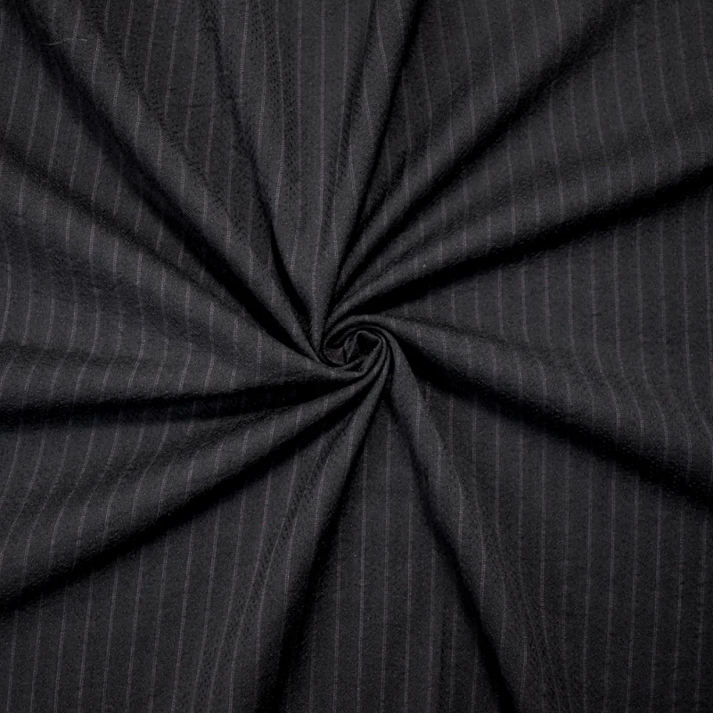 Black-Red Wool Poly Japanese Vertical Stripe Dobby Woven Shirting Fabric