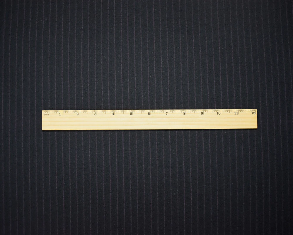 Black-Red Wool Poly Japanese Vertical Stripe Dobby Woven Shirting Fabric - Image 5