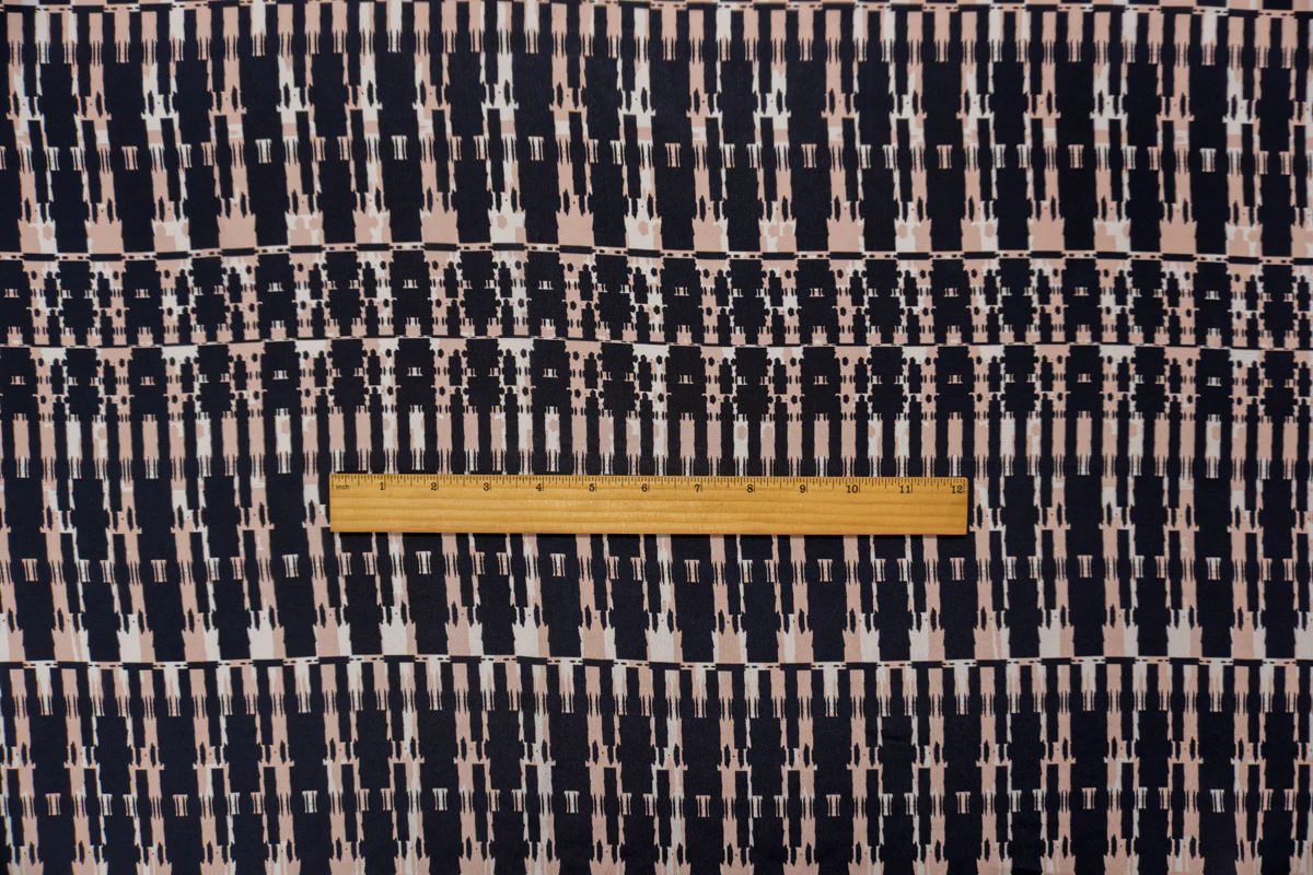 Black Silk Abstract Printed Crepe De Chine Woven Fabric - Image 5