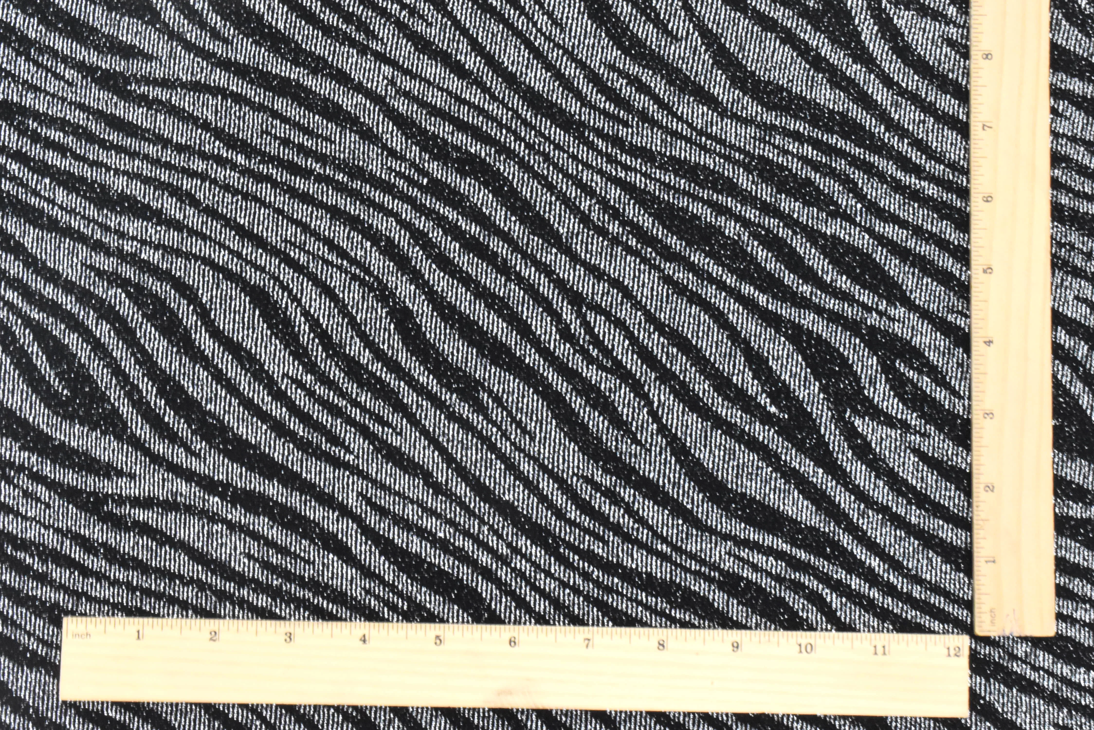 Black-Silver Famous Designer Zebra Jacquard Stretch Slinky Knit Fabric - Image 5