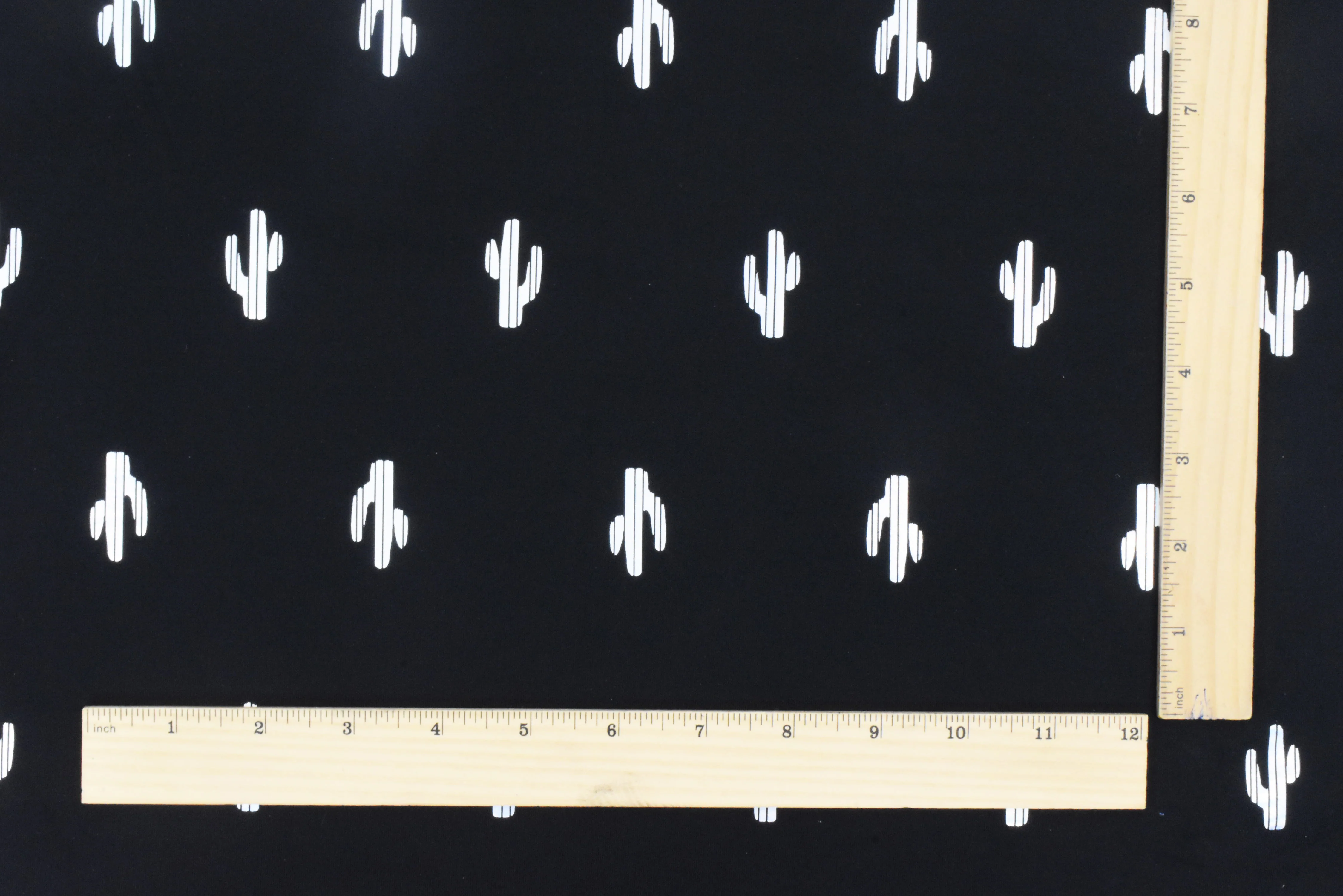Black-Silver Famous Maker Cactus Print Stretch Tricot Swimwear Knit Fabric - Image 5