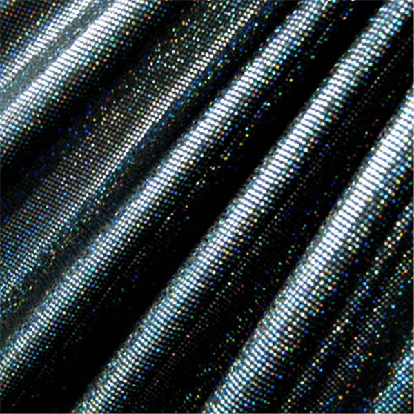 Black/Silver Hologram Dot Bolt Fabric