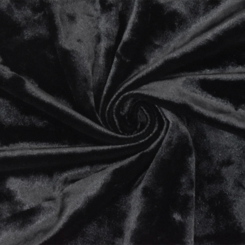 Black Solid Stretch Poly Velvet Knit Fabric