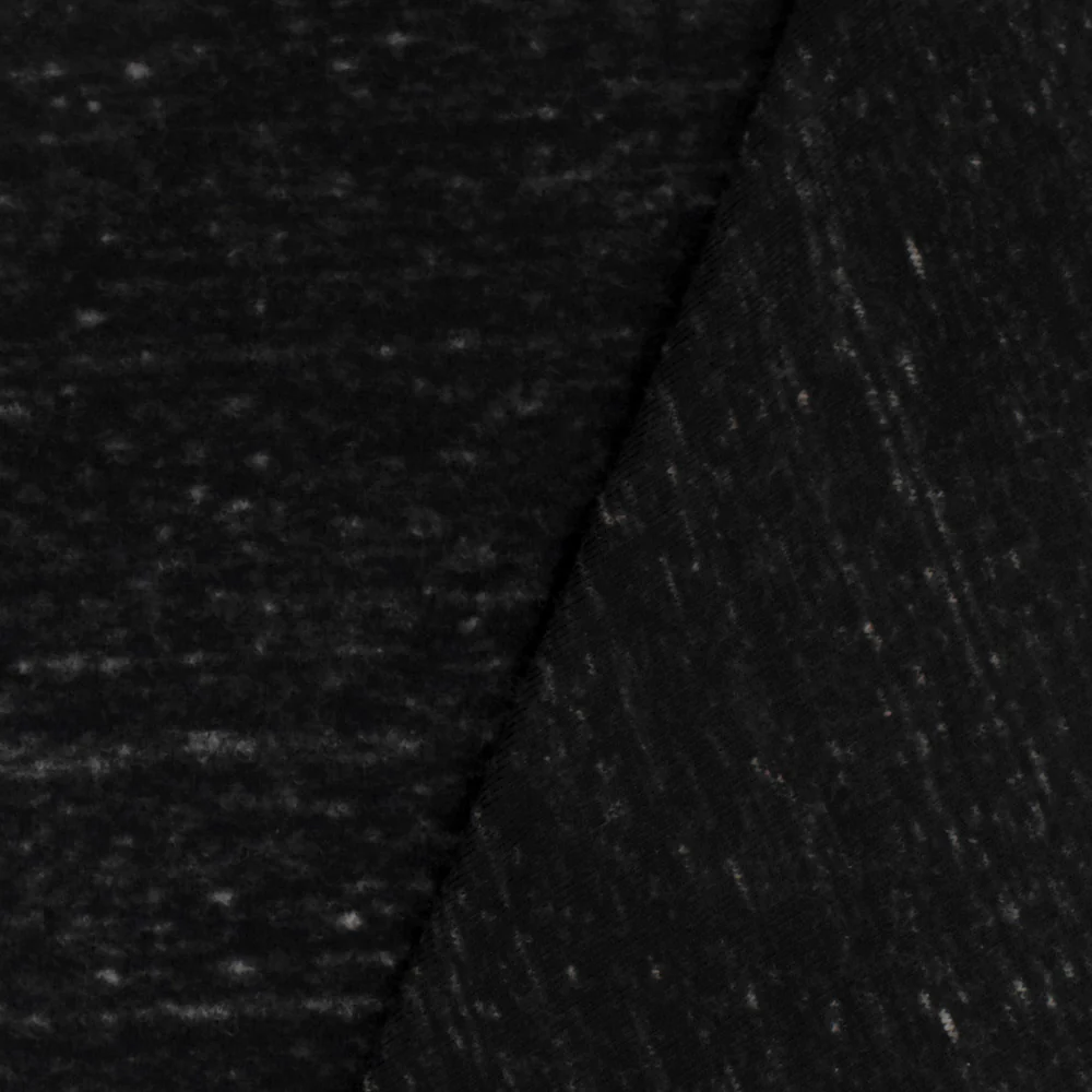 Black-Speckled Brown Famous Designer Texture Brushed Back 1x1 Rib Knit Fabric - Image 4