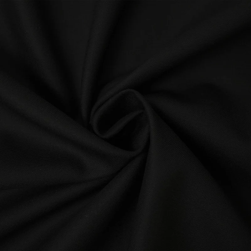 Black Tropical Wool Poly Solid Woven Shirting Fabric