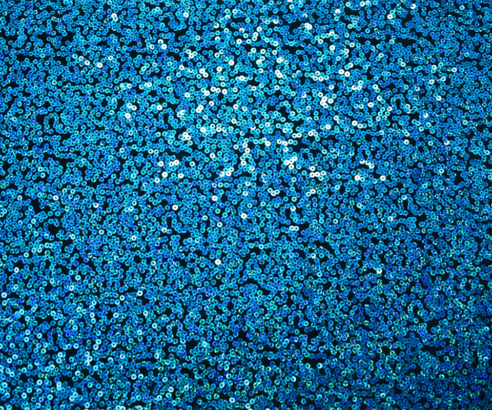 Black-Turquoise Blue Poly Sequined Stretch Spandex Knit Fabric - Image 3