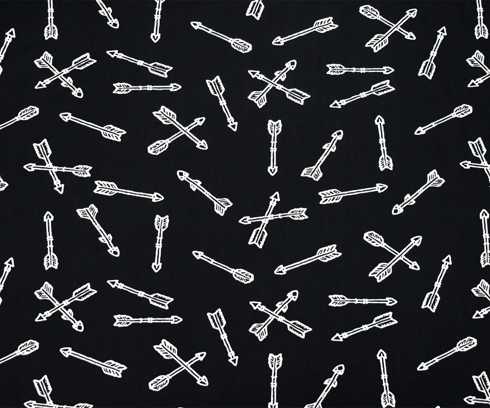 Black-White Arrow Printed Poly Stretch Double Brushed Jersey Knit Fabric - Image 3