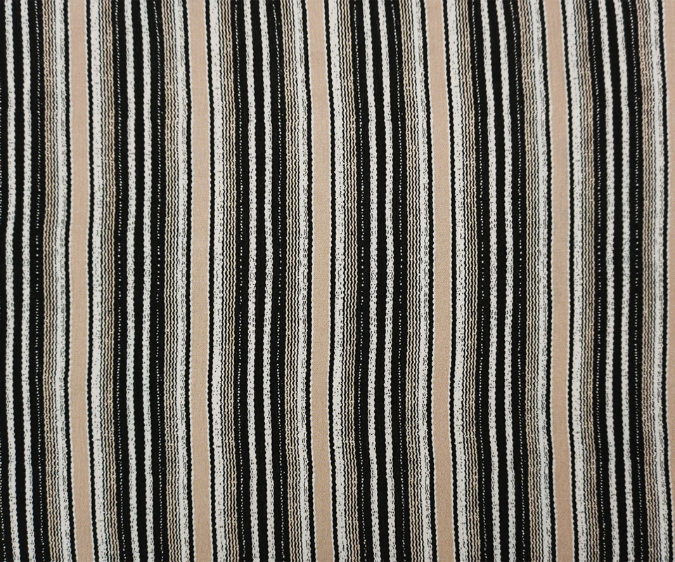 Black-White-Beige Famous Maker Rayon Stripe Crepon Woven Fabric - Image 4
