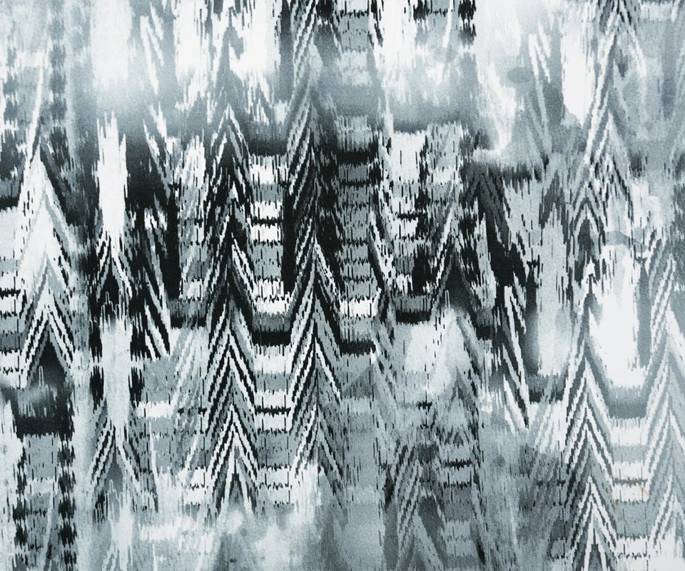 Black-White-Gray Poly Stretch Abstract Printed Jersey Knit Fabric - Image 2