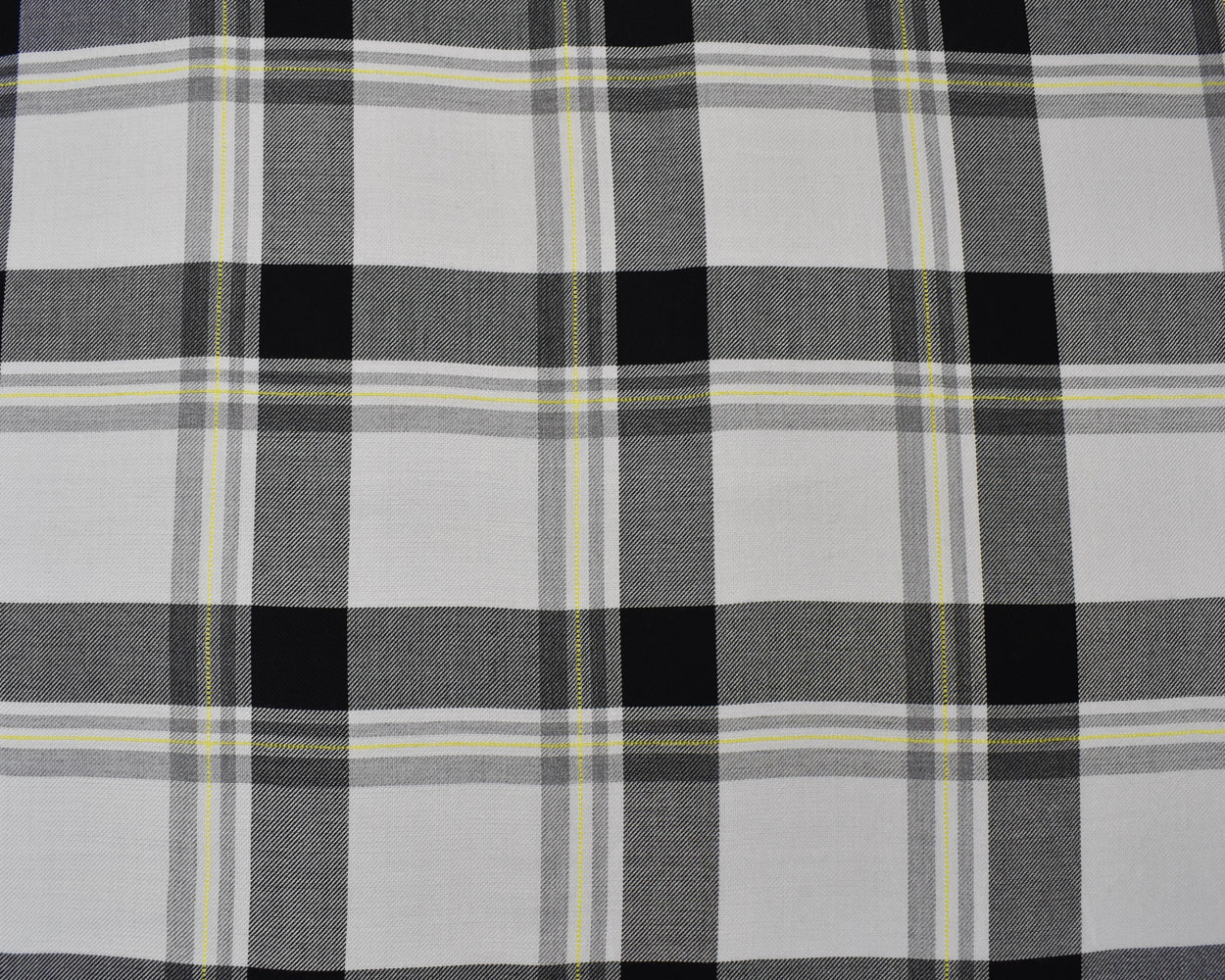 Black-White-Multi Cotton-Rayon Famous Maker Plaid Twill Woven Fabric - Image 3