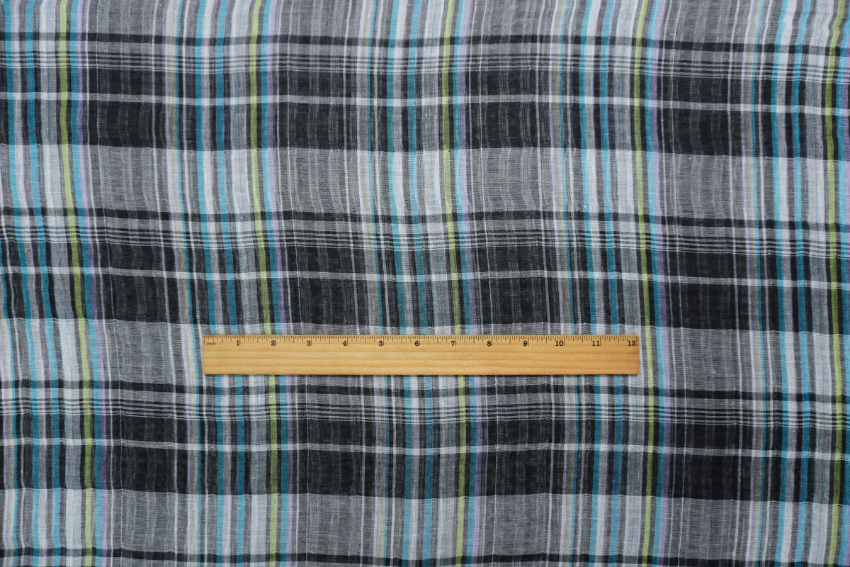Black-White-Multi Famous Maker Cotton Plaid Stripe Double Gauze Fabric - Image 5