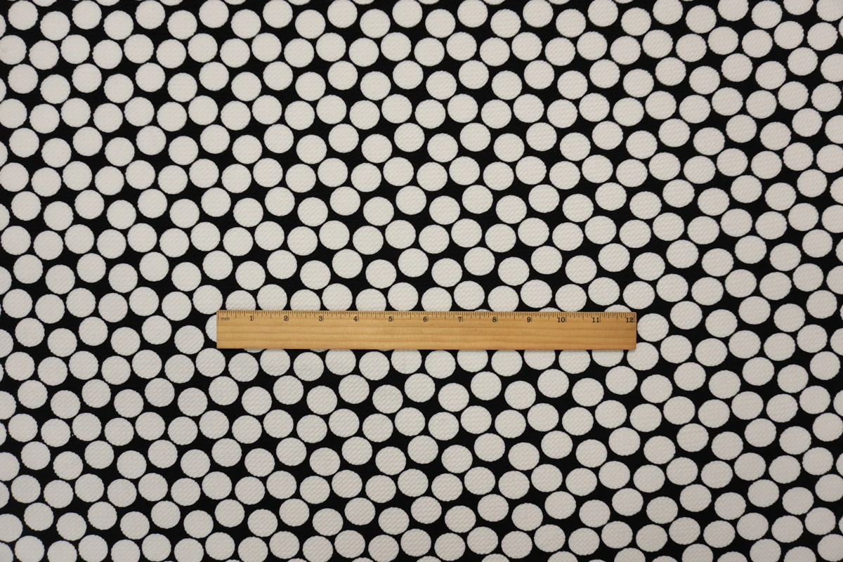 Black-White Poly Dot Print Liverpool Double Knit Fabric - Image 4