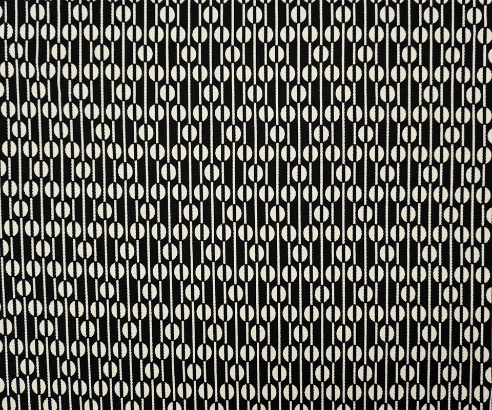 Black-White Poly Geometric Print Liverpool Double Knit Fabric - Image 3
