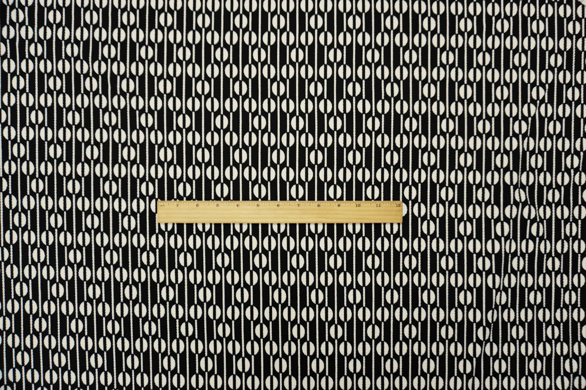 Black-White Poly Geometric Print Liverpool Double Knit Fabric - Image 4