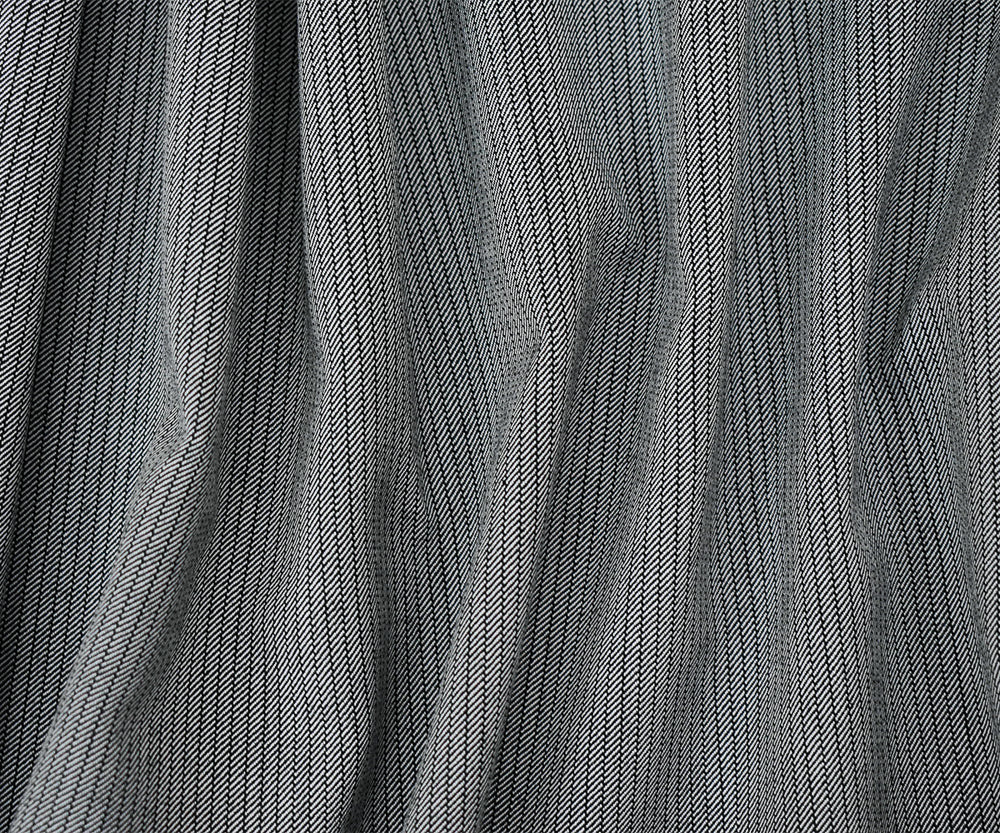 Black-White Polyester Wool Blend Striped Twill Woven Suiting Fabric - Image 2