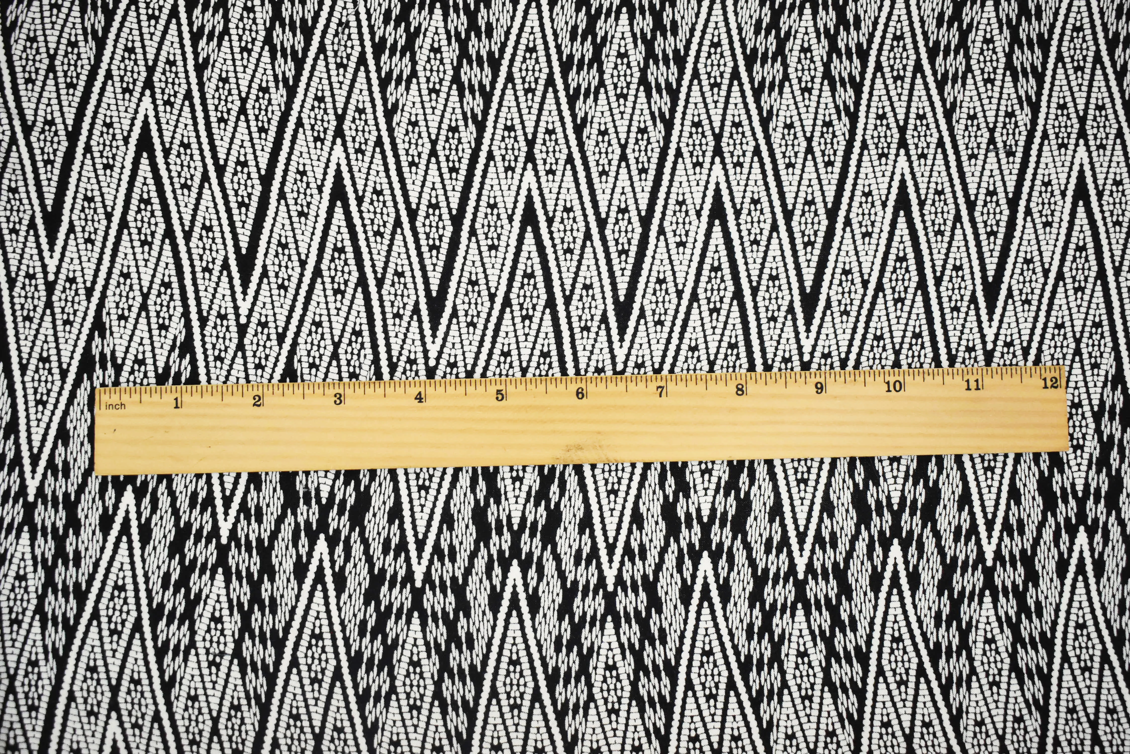 Black-White Rayon Aztec Chevron Printed Challis Woven Fabric - Image 4