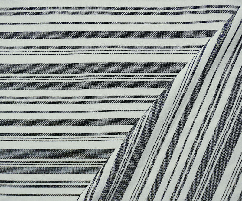 Black-White Rayon Cotton Stripe Dobby Woven Fabric - Image 2