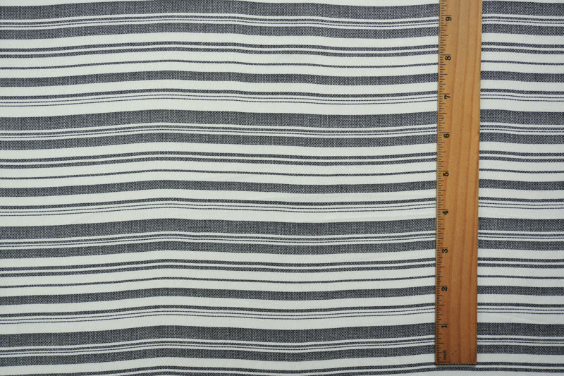Black-White Rayon Cotton Stripe Dobby Woven Fabric - Image 4