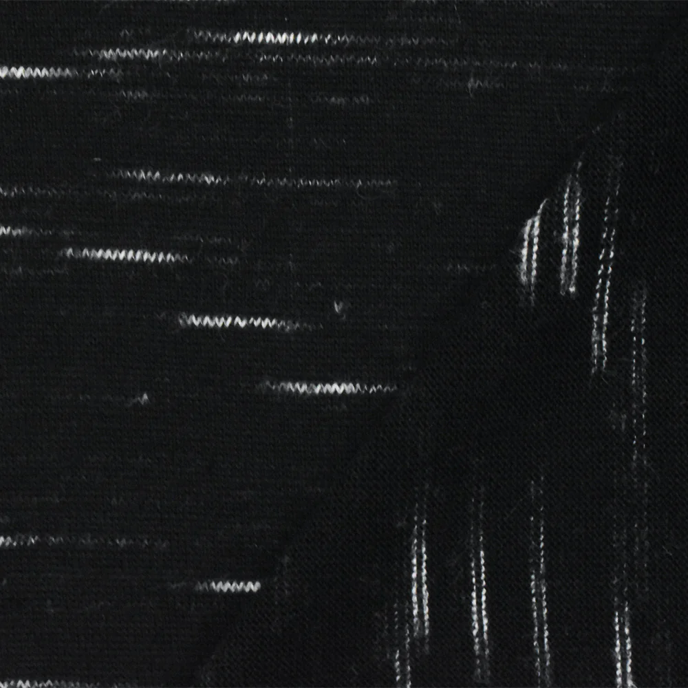 Black-White Slub Stretch Spandex Rayon Jersey Knit Fabric - Image 3