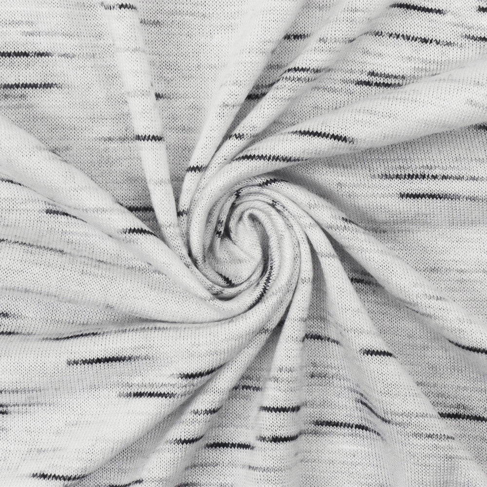 Black-White Slub Stretch Spandex Rayon Jersey Knit Fabric