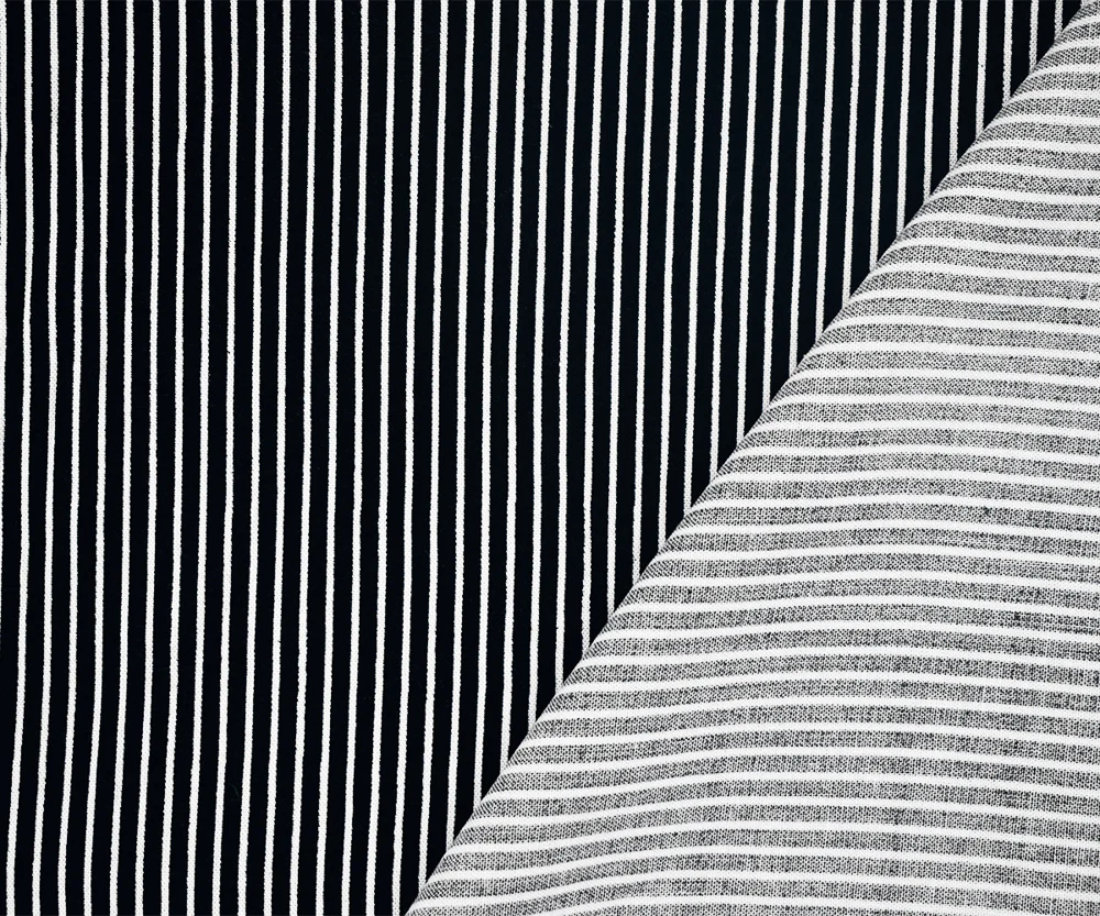 Black-White Stripe Printed Stretch Rayon Spandex Shirting Woven Fabric - Image 2