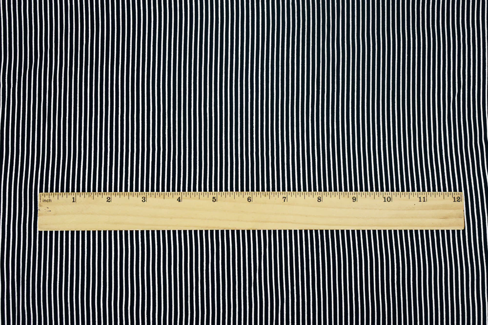 Black-White Stripe Printed Stretch Rayon Spandex Shirting Woven Fabric - Image 4