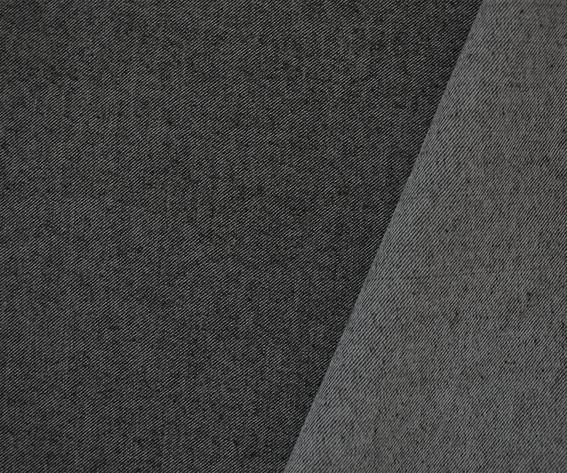 Black-White Wool Blend Stretch Twill Denim Woven Fabric - Image 2