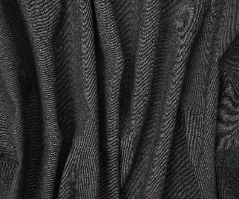 Black-White Wool Blend Stretch Twill Denim Woven Fabric - Image 3