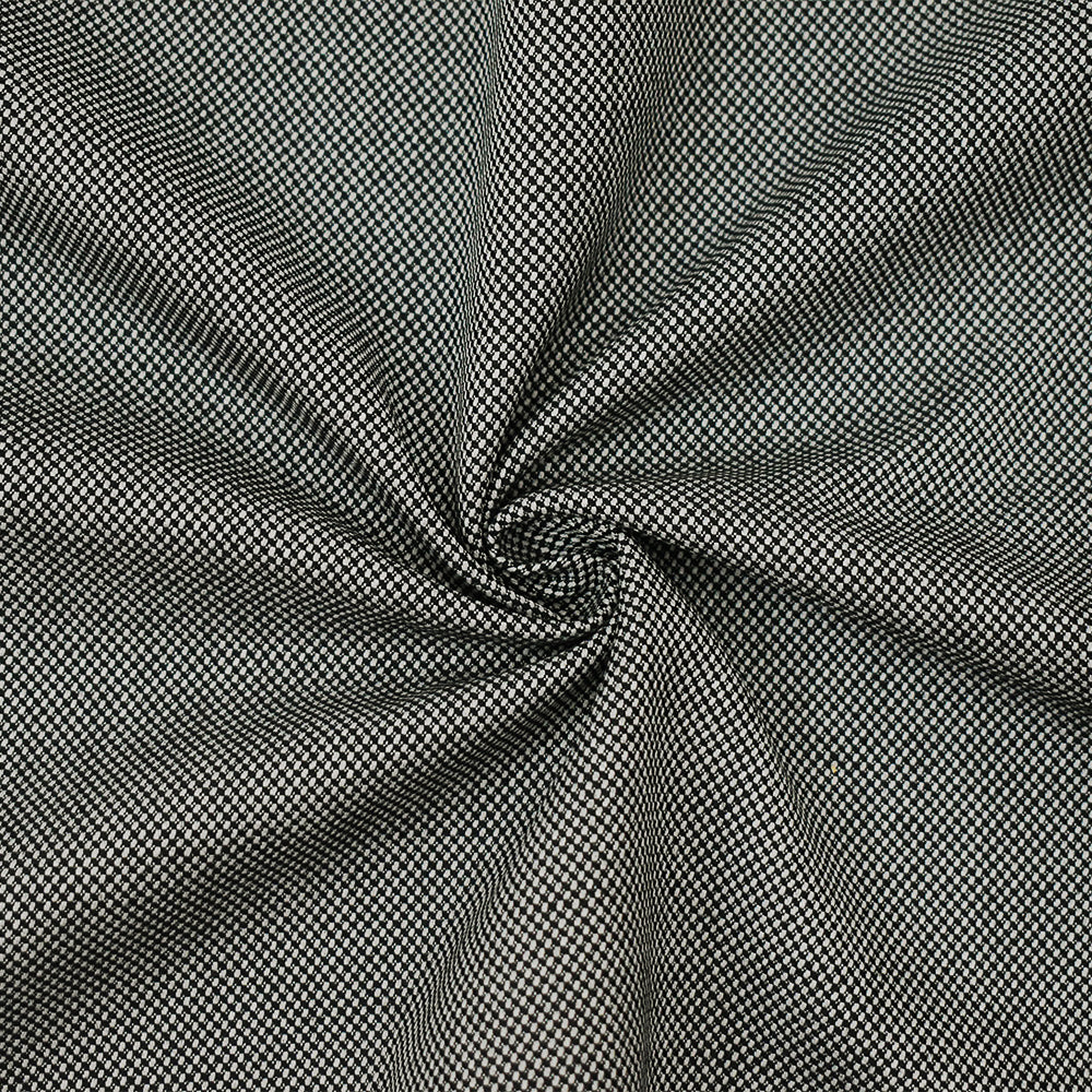 Black-White Wool Poly Dobby Woven Suiting Fabric