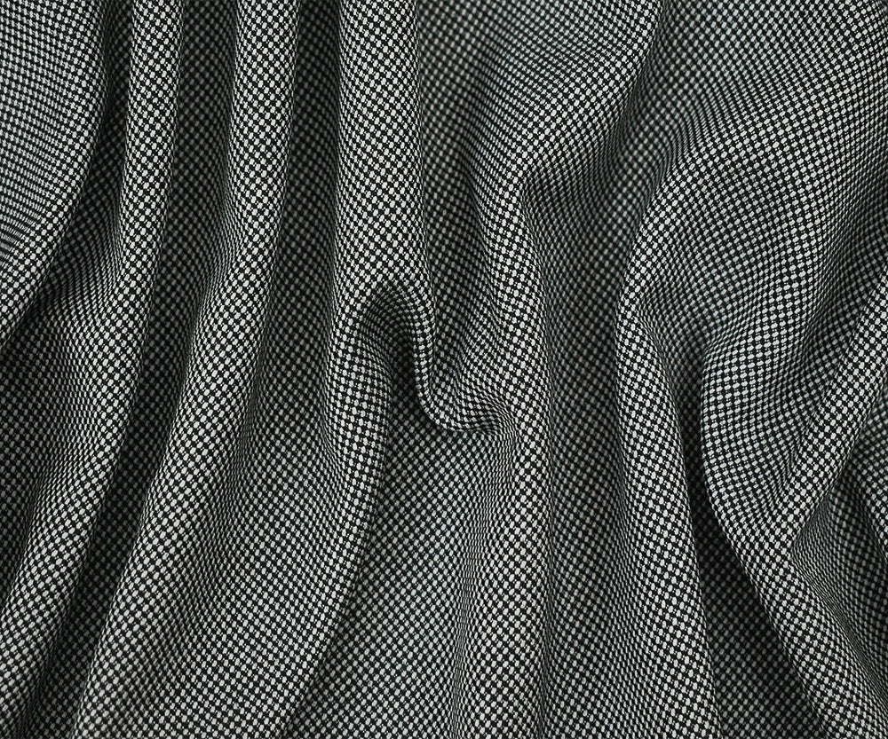 Black-White Wool Poly Dobby Woven Suiting Fabric - Image 3