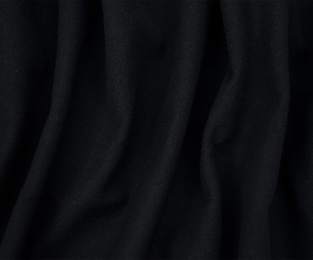Black Wool-Cotton Solid Twill Jacketing Woven Fabric - Image 2