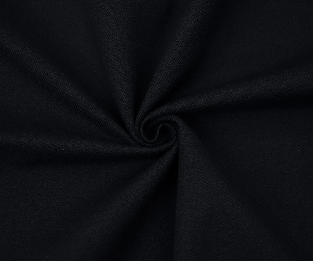 Black Wool-Cotton Solid Twill Jacketing Woven Fabric - Image 3