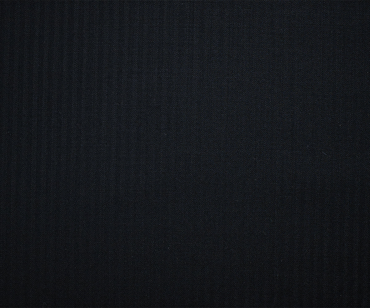 Black Wool Japanese Vertical Stripe Herringbone Woven Fabric - Image 4