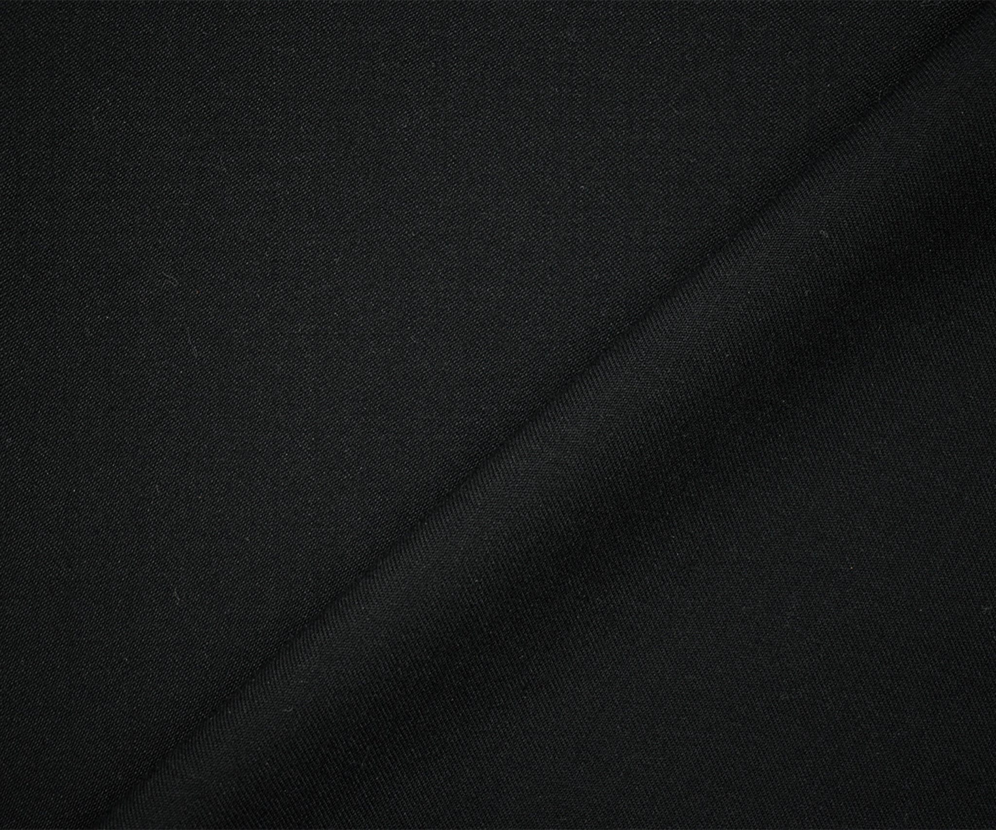 Black Wool-Polyester Black Solid Twill Woven Suiting Fabric - Image 2