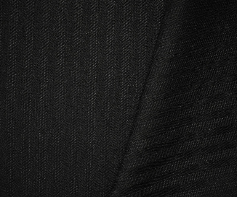 Black Wool Rayon Stripe Twill Woven Suiting Fabric - Image 2