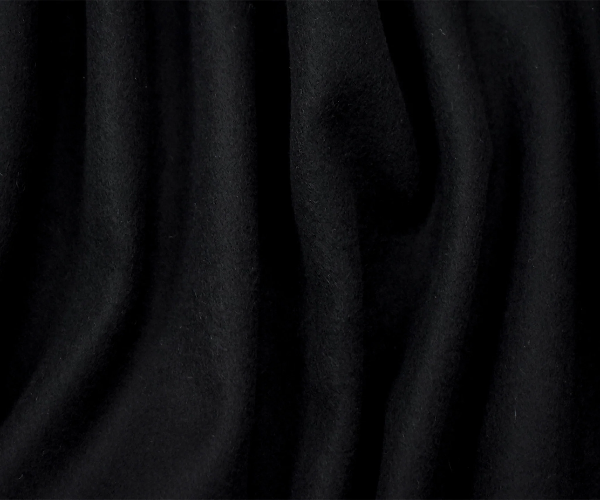 Black Wool Solid Single Sided Brushed Twill Woven Jacketing Fabric - Image 3