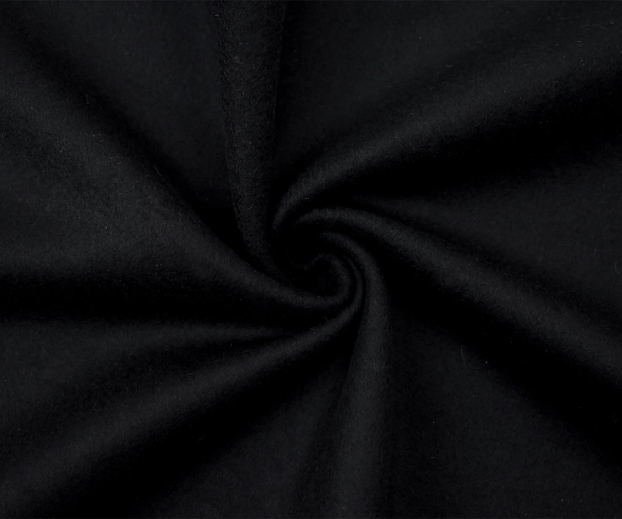 Black Wool Solid Single Sided Brushed Twill Woven Jacketing Fabric - Image 4