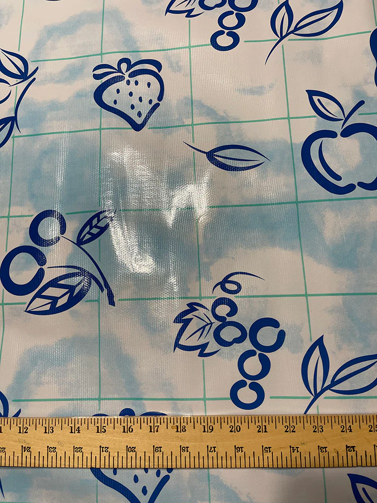 Blue Aqua Check Oilcloth Fabric - Reorderable - Image 2