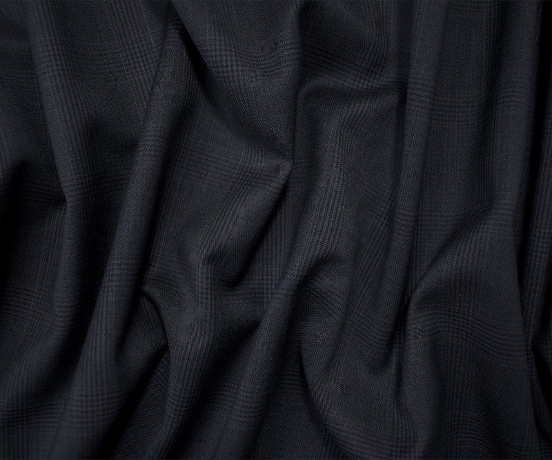 Blue-Black-Brown Wool Rayon Check Plaid Woven Suiting Fabric - Image 3