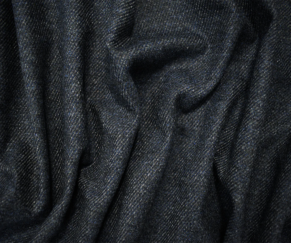 Blue-Black-Gray Wool Poly Slub Twill Woven Jacketing Fabric - Image 3