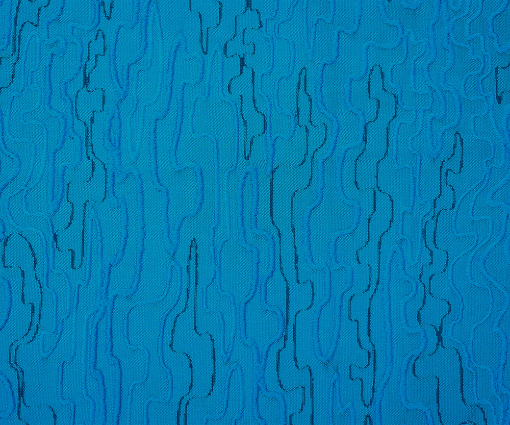 Blue-Black Polyester Abstract Embroidered Jacquard Woven Fabric - Image 5