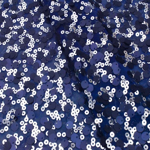Blue/Black/Silver Confetti Sequined Stretch Mesh Fabric