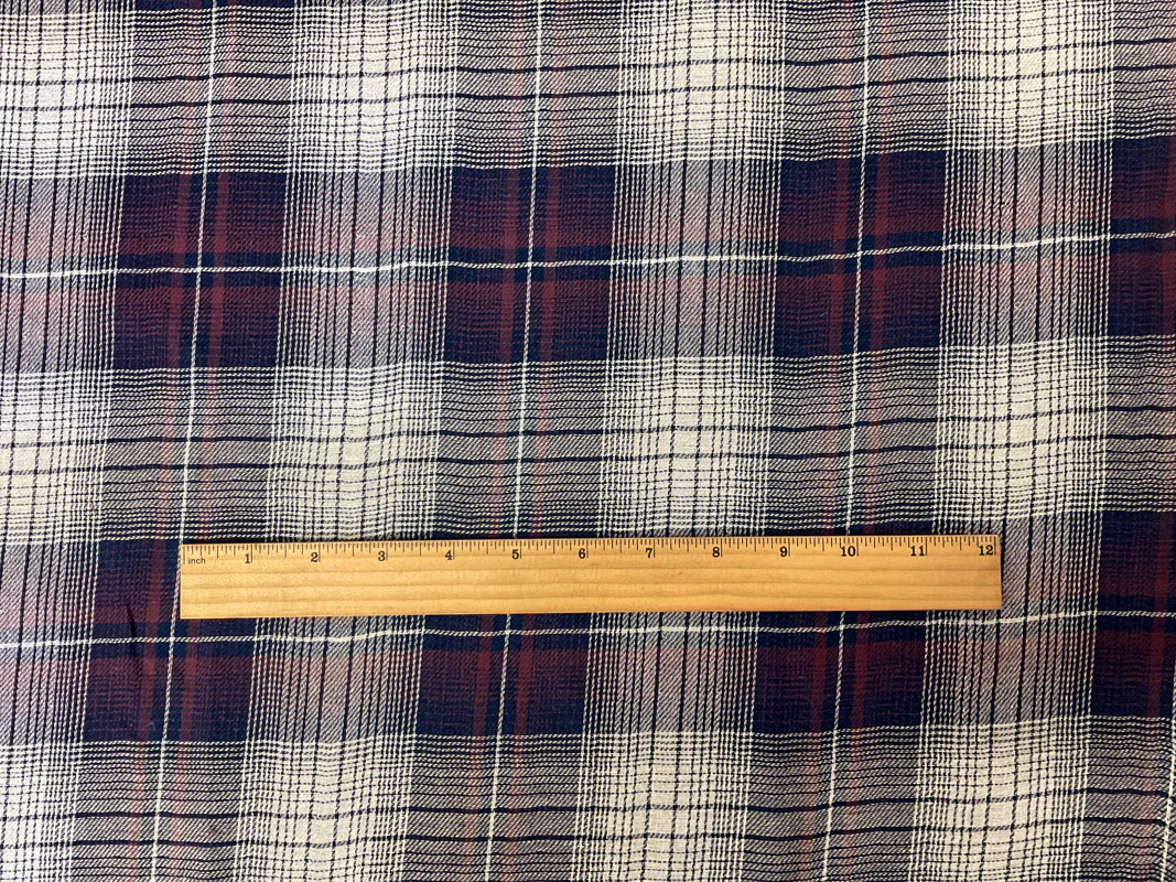 Blue Cotton-Linen Famous Maker Plaid Double Gauze Woven Fabric - Image 4