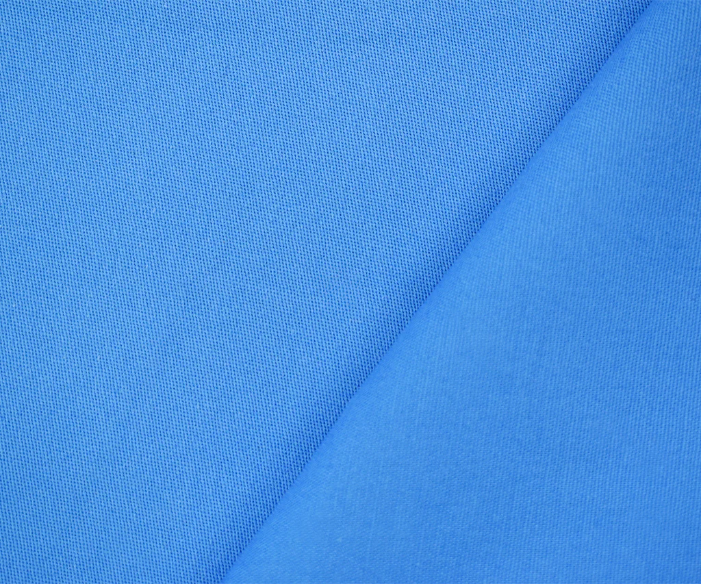 Blue Cotton Solid Stretch Spandex Chino Twill Woven Fabric - Image 2