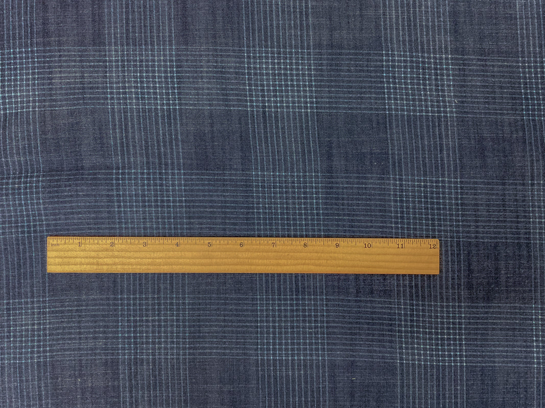 Blue Famous Maker 5 oz. Cotton Rayon Plaid Twill Chambray Fabric - Image 4