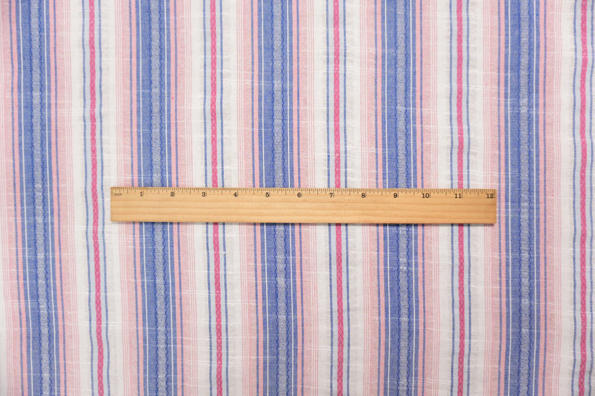 Blue Famous Maker Cotton Stripe Dobby Woven Fabric - Image 5