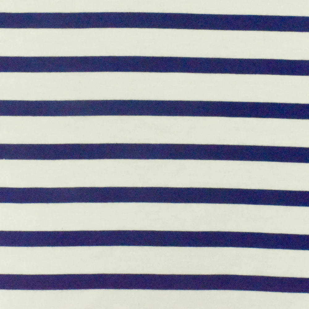 Blue-Ivory Stripe Stretch Spandex Rayon Modal Jersey Knit Fabric - Image 4