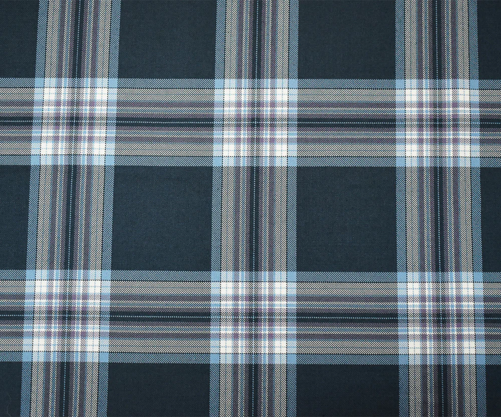 Blue-Mauve-Multi Poly-Wool Blend Plaid Twill Suiting Fabric - Image 4